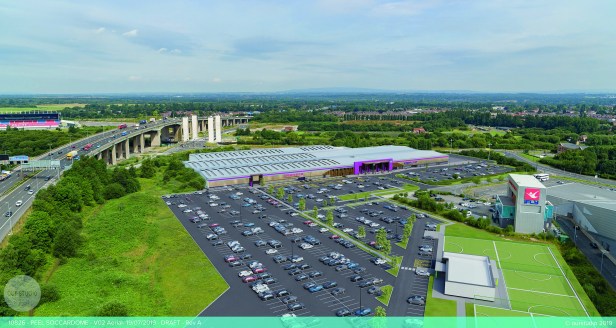 CGI aerial view new football centre