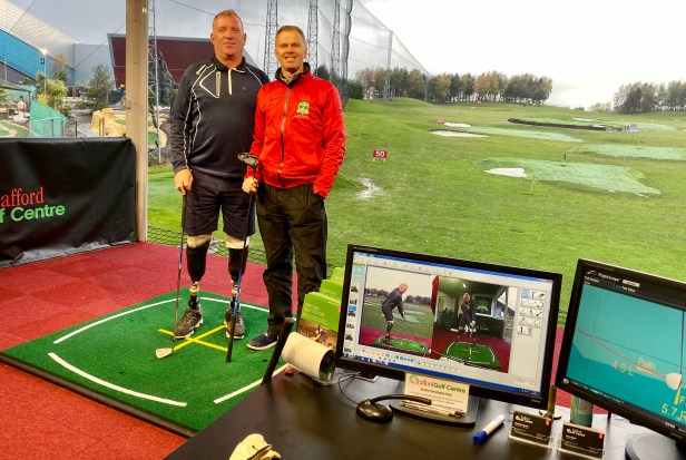 Bernie Broad with Director of Golf at Trafford Golf Centre, Pete Styles