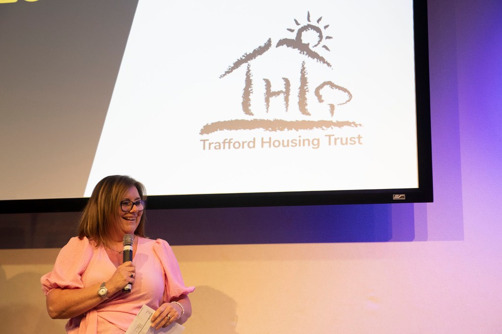 Deborah Elgar on stage at the THT awards ceremony
