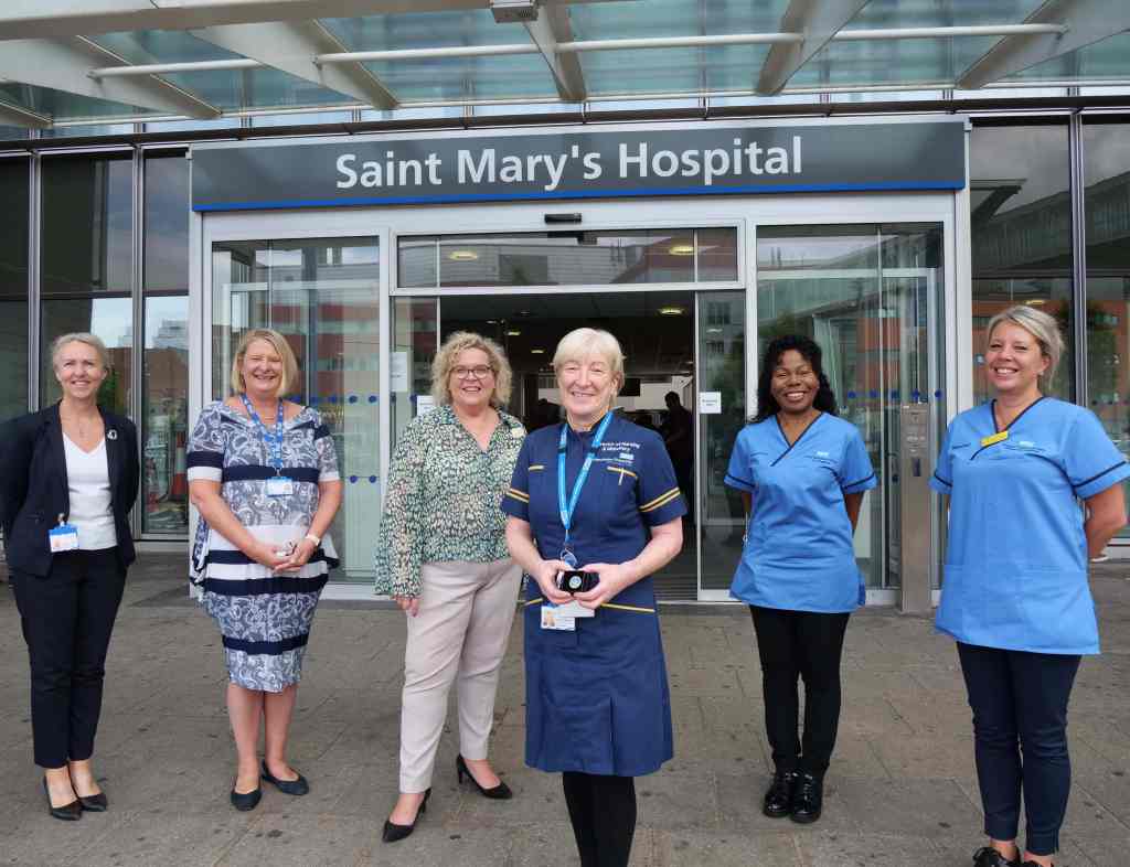 Alison Lynch, MFT Deputy Group Chief Nurse; Sue Stansfield, Senior Clinical Quality Lead for Maternity, NHS England NW; Professor Cheryl Lenney OBE, MFT Group Chief Nurse; Kathy Murphy, Director of Nursing and Midwifery at Saint Mary’s Managed Clinical Service; Professor Jacqueline Dunkley-Bent OBE, Chief Midwifery Officer for England and Sascha Wells-Munro OBE, Deputy Chief Midwifery Officer for England.