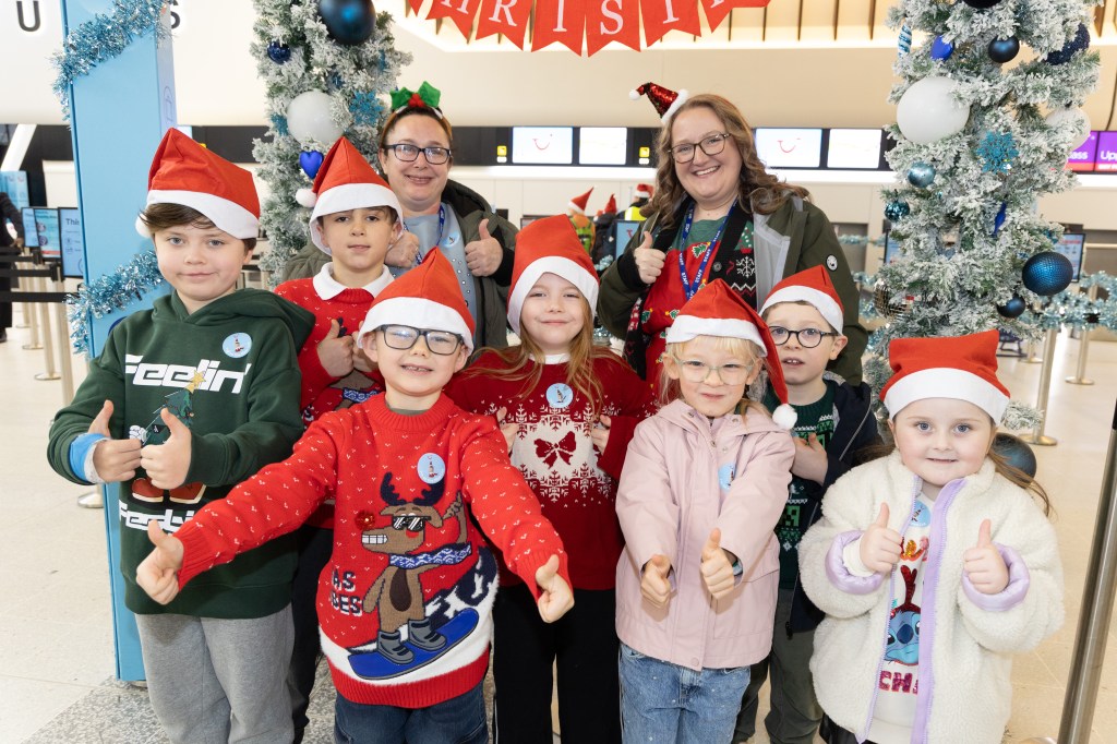 Children on Manchester Airport charity flight look for&nbsp;Santa